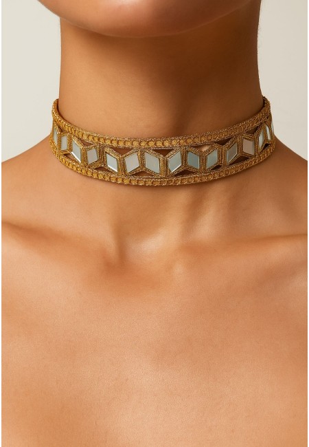 Choker dorado artesanal con espejos geométricos | Bluwer