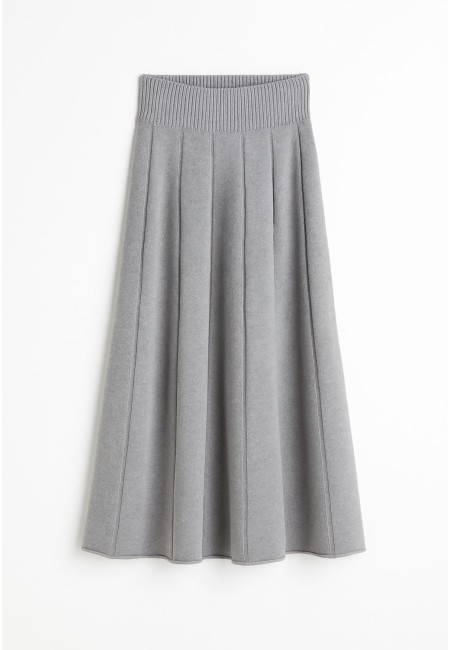 Falda midi punto gris claro