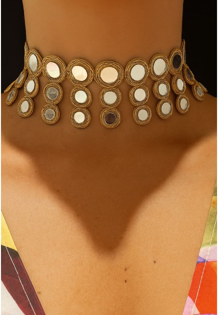 Choker artesanal dorado con espejos en cascada | Bluwer