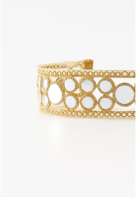 Choker dorado artesanal ancho con espejos | Bluwer