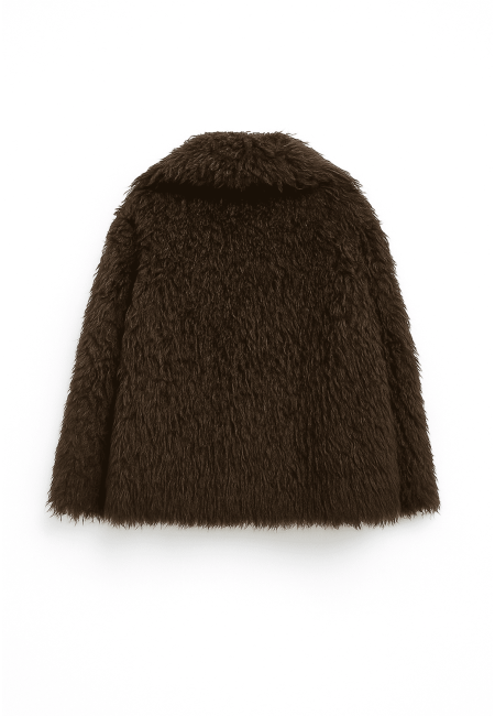 Abrigo de pelo rizado marrón talla amplia para mujer | Bluwer