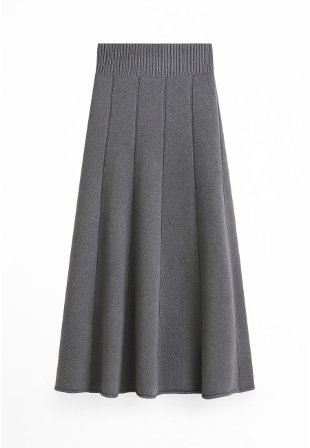 Falda de punto plisada gris carbón cómoda y favorecedora | Bluwer
