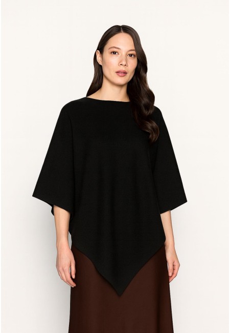 Capa negra de punto asimétrica mujer | Bluwer