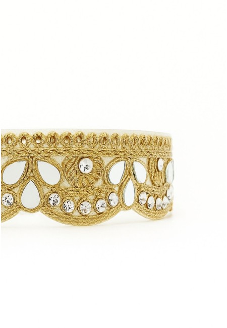 Choker ondas dorado con cristales y diseño artesanal calado | Bluwer