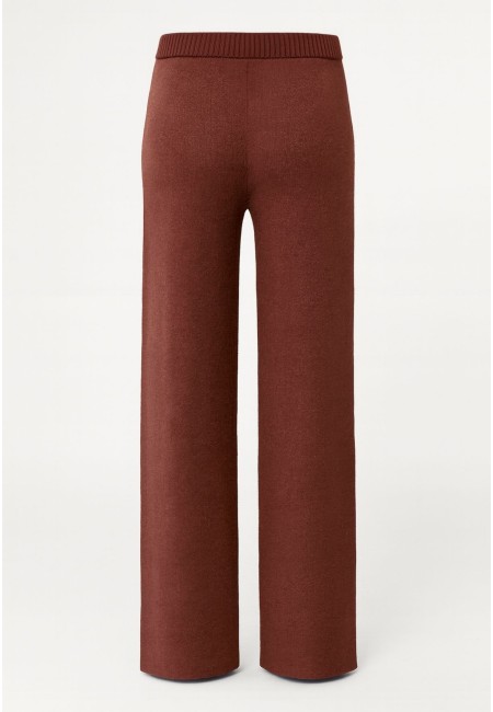 Pantalón de punto teja con cintura elástica y corte recto | Bluwer