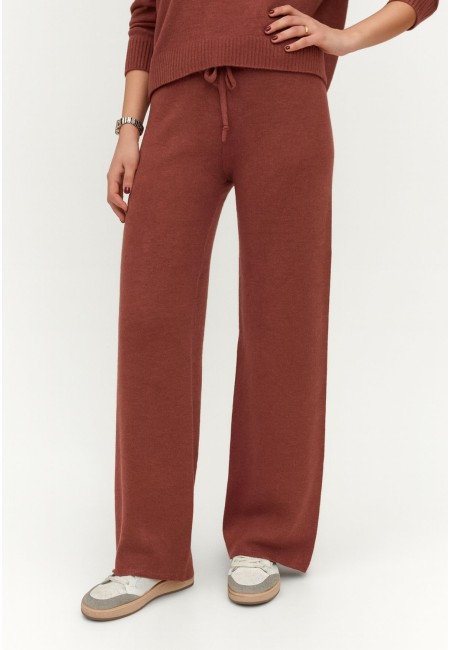 Pantalón de punto teja con cintura elástica y corte recto | Bluwer