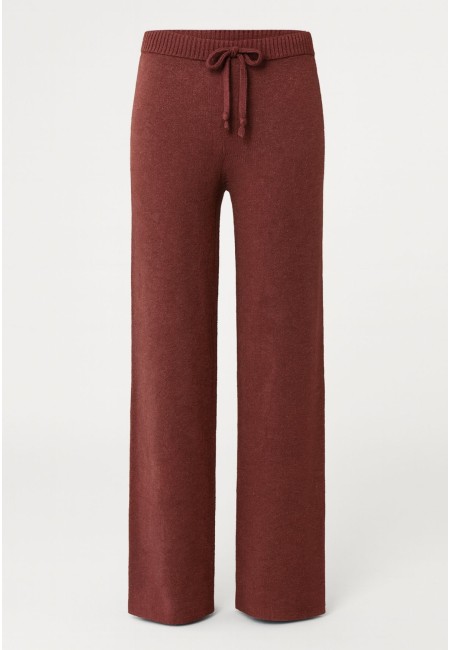 Pantalón de punto teja con cintura elástica y corte recto | Bluwer