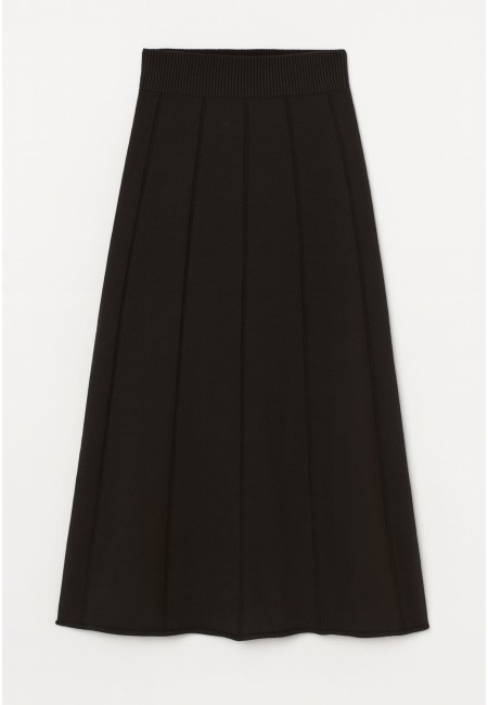 Falda de punto midi chocolate mujer | Bluwer