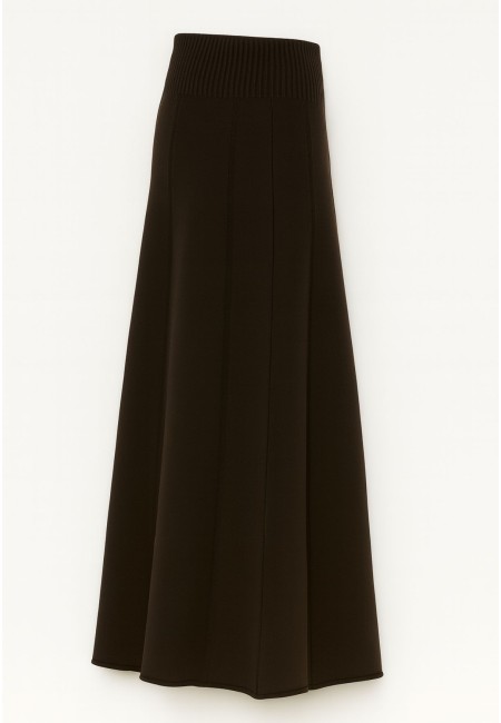 Falda de punto midi chocolate mujer | Bluwer