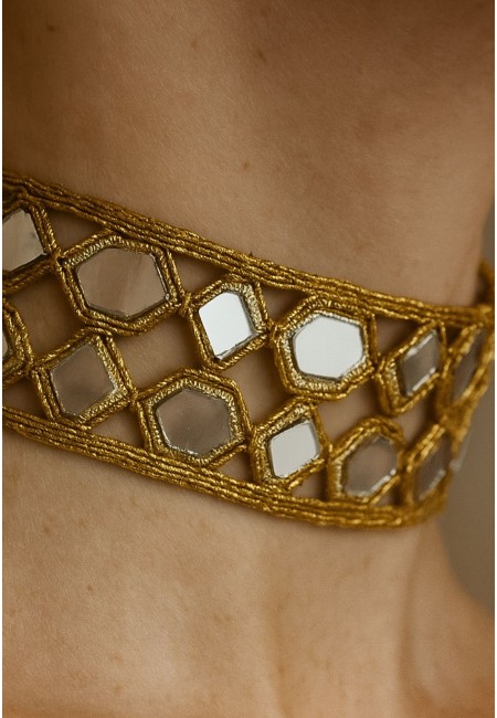 Choker artesanal dorado con cristales bordados | Bluwer