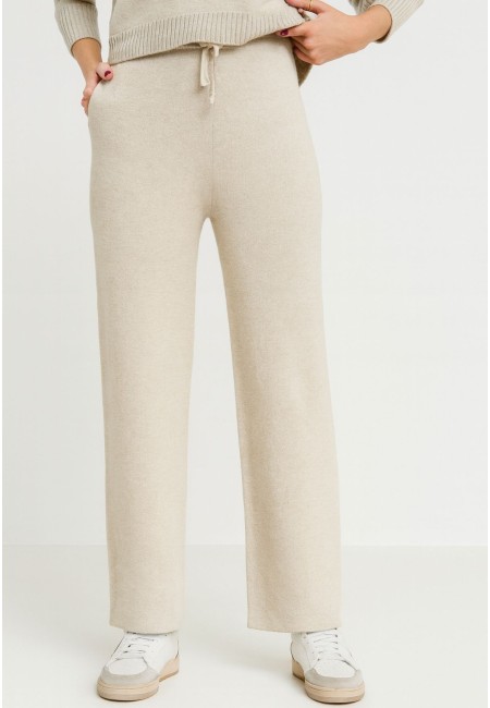 Pantalón de punto beige mujer | Bluwer