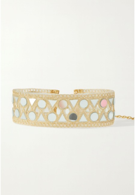 Choker dorado con espejitos de triángulos y círculos | Bluwer