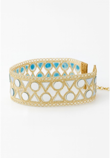 Choker dorado con espejitos de triángulos y círculos | Bluwer