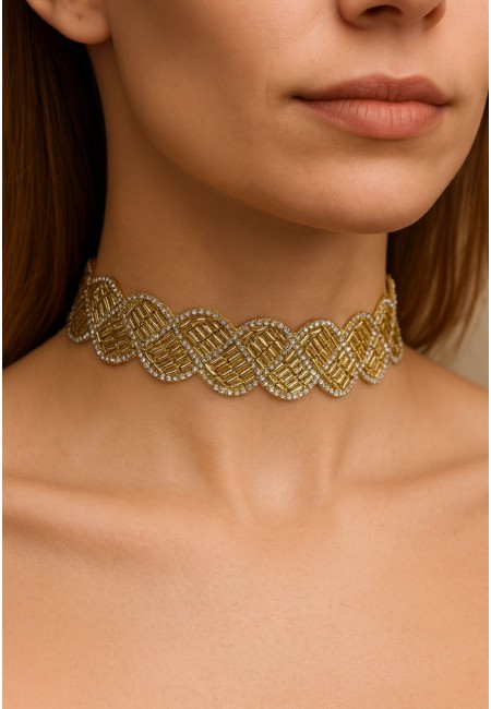 Choker dorado trenzado con cristales brillantes | Bluwer