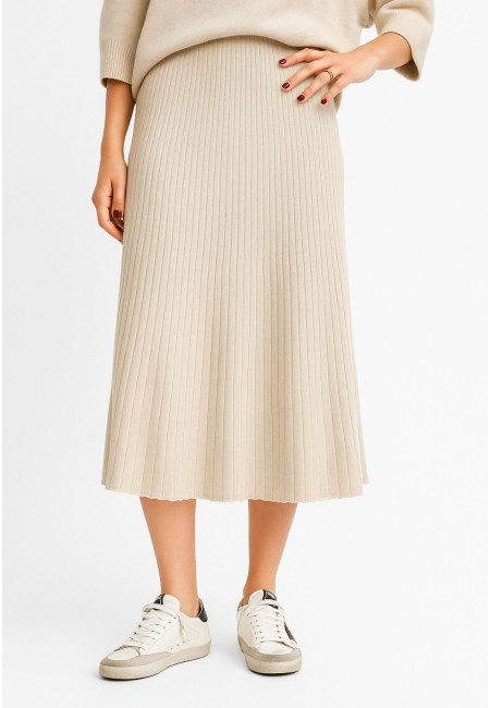 Falda de punto beige acanalada | Bluwer