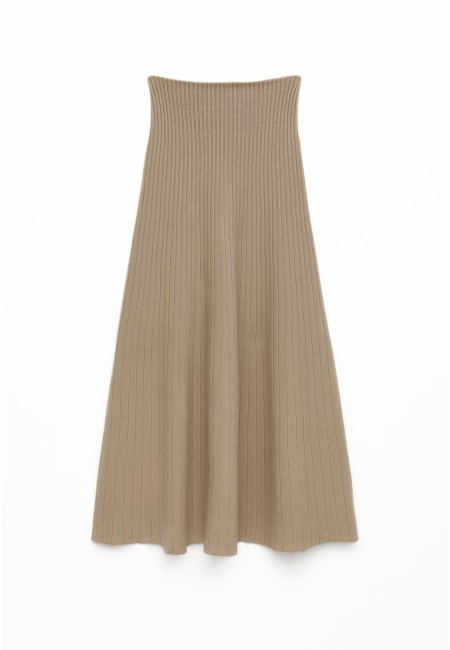 Falda de punto beige acanalada | Bluwer