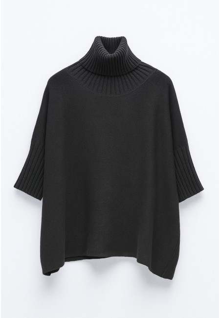 Jersey gris oscuro de punto con manga francesa | Bluwer