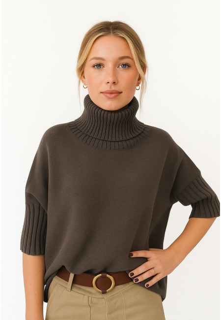 Jersey gris oscuro de punto con manga francesa | Bluwer