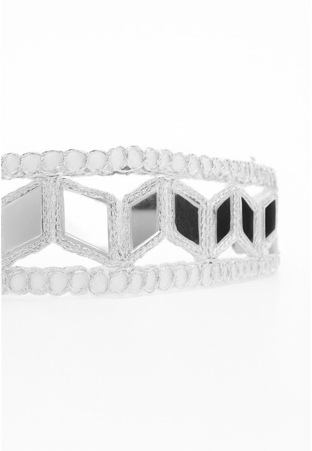 Choker plateado con espejos geométricos en rombos | Bluwer