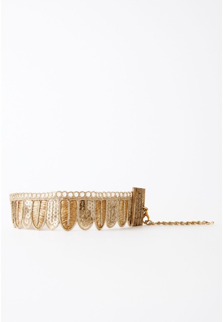 Choker dorado de hojas bordadas y lentejuelas | Gargantilla elegante | Bluwer