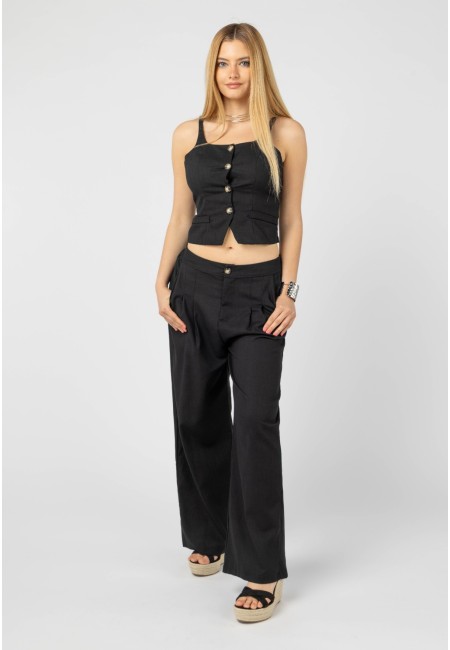 Conjunto chaleco y pantalón negro de mujer | Bluwer