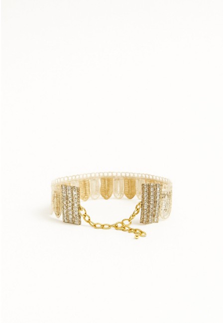 Choker dorado de hojas bordadas y lentejuelas | Gargantilla elegante | Bluwer