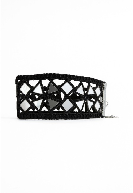 Choker geométrico negro de espejos | Gargantilla amplia mujer | Bluwer
