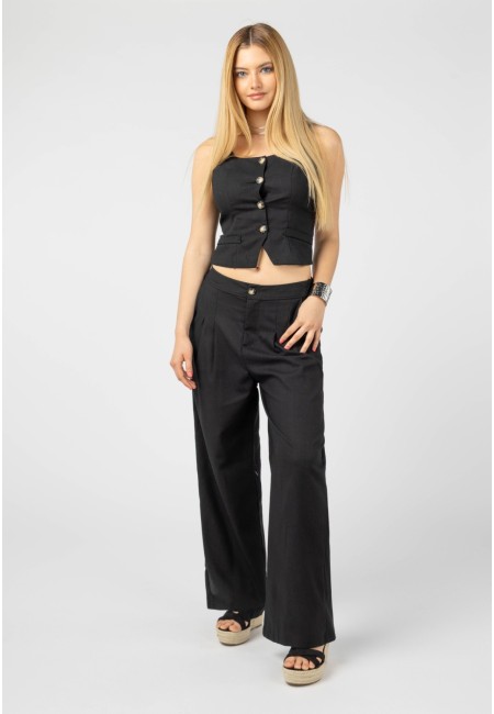 Conjunto chaleco y pantalón negro de mujer | Bluwer