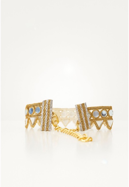 Choker dorado artesanal con triángulos y círculos | Bluwer