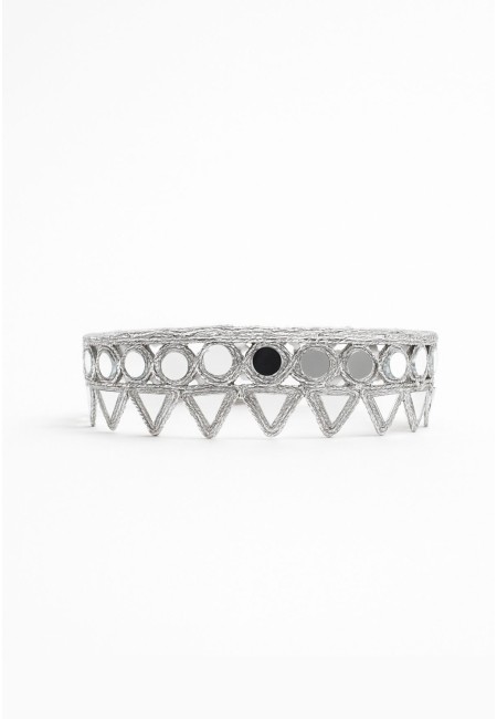 Choker plateado con espejos círculos y triángulos | Bluwer