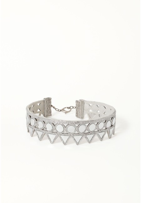 Choker plateado con espejos círculos y triángulos | Bluwer