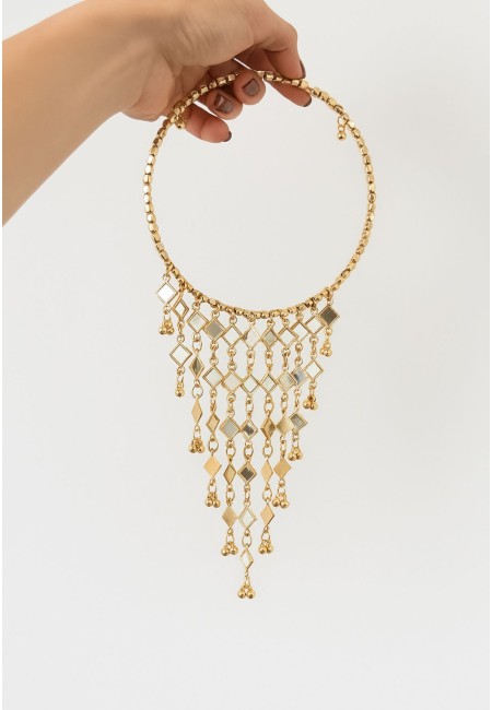 Gargantilla dorada con espejos geométricos para invitadas | Bluwer