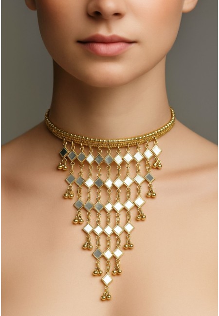 Gargantilla dorada con espejos geométricos para invitadas | Bluwer