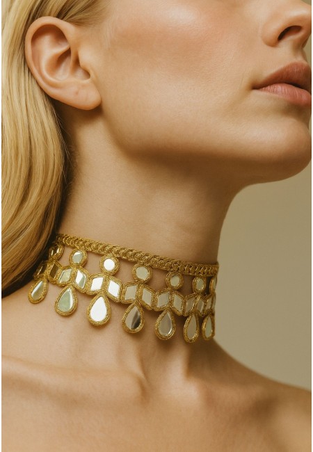 Choker dorado artesanal con espejos lágrima | Bluwer 2
