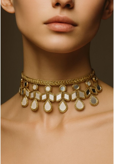 Choker dorado artesanal con espejos lágrima | Bluwer