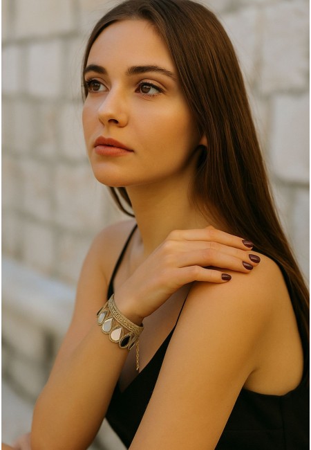 Pulsera dorada con espejos | Joyería original mujer | Bluwer