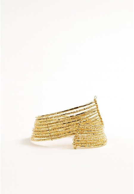 Choker dorado multifila de abalorios brillantes | Bluwer