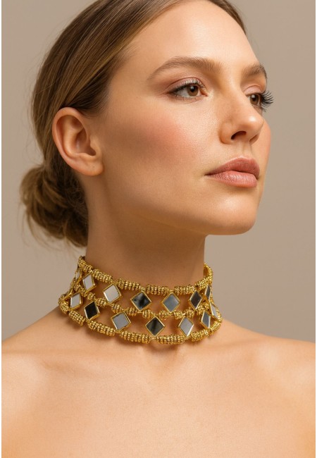 Choker dorado con espejos reales | Gargantilla invitada | Bluwer