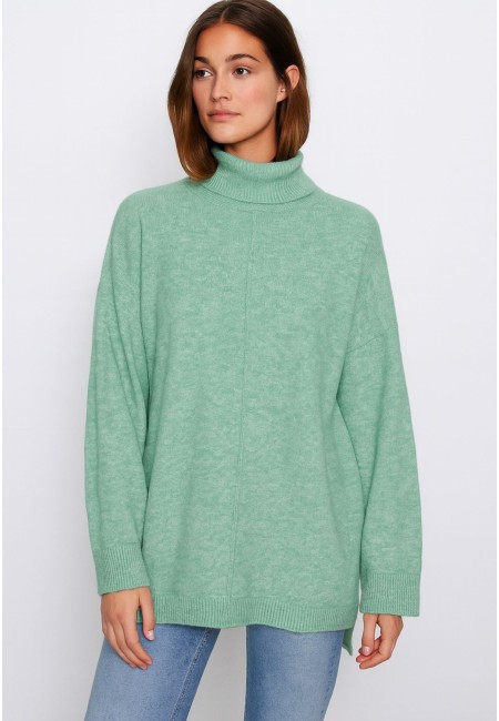 Jersey cuello alto verde suave | Talla única amplia – Bluwer 2