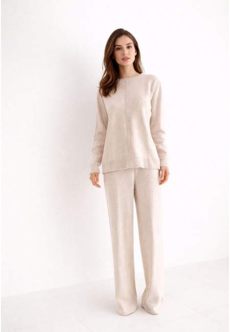 Conjunto de punto suave crudo con detalle trenzado | Bluwer