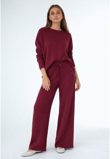 Pantalón de punto vino mujer talla única cómodo | Bluwer
