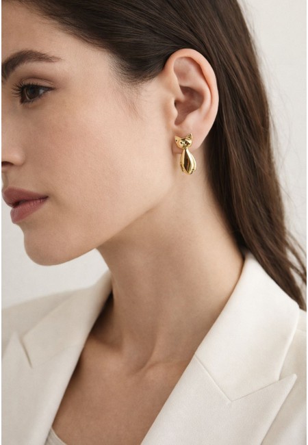 Pendientes dorados con forma de gato de acero inoxidable | Bluwer