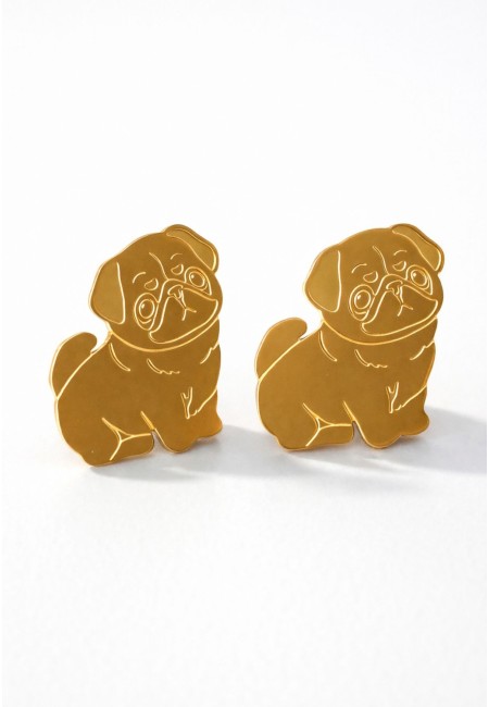 Pendientes Carlino Pug Dorados | Bluwer 2