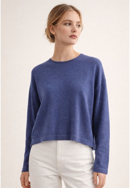 Jersey azul suave mujer | Básico fluido y cómodo | Bluwer