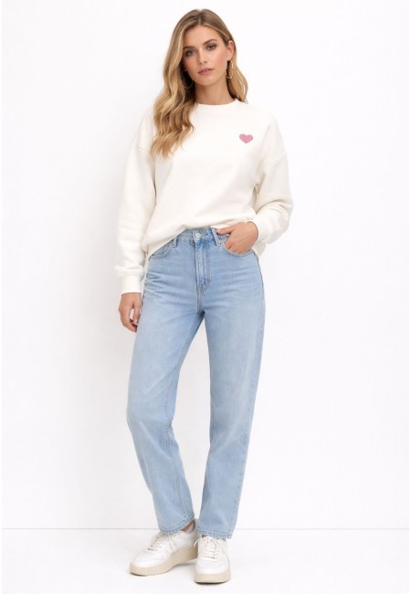 Sudadera blanca oversize con corazones rosas My Love | Bluwer