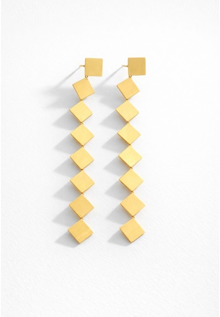 Pendientes largos dorados de acero inoxidable | Bluwer 2