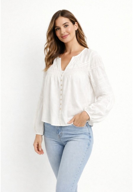 Camisa blanca bordada boho chic mujer | Bluwer 2
