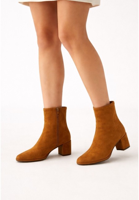 Botines camel veganos mujer con tacón medio | Bluwer