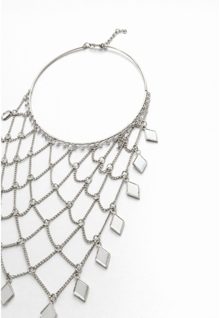 Collar plateado de latón con abalorios geométricos | Bluwer