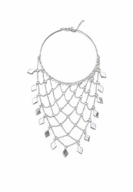 Collar plateado de latón con abalorios geométricos | Bluwer